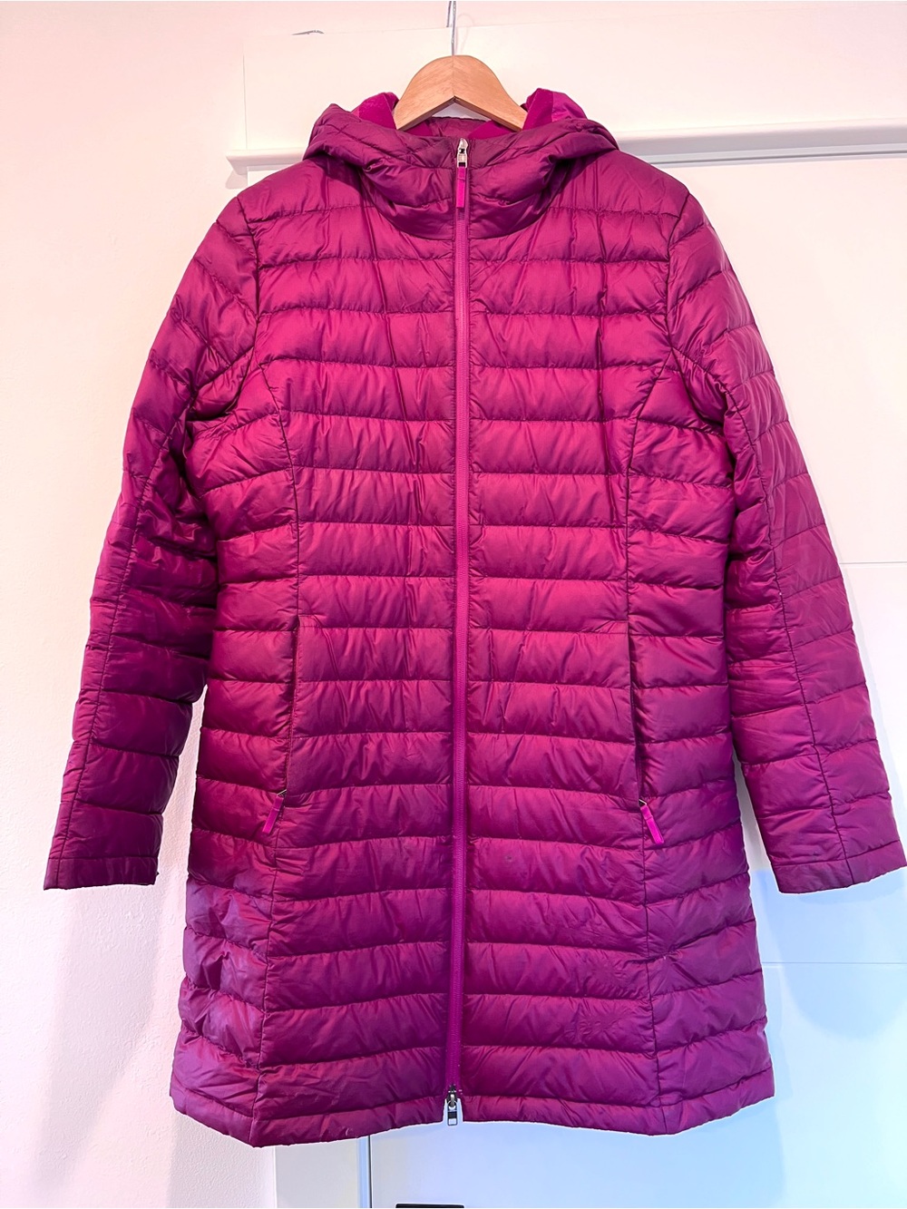 Patagonia Hooded Long Puffer Coat - Magenta Pink